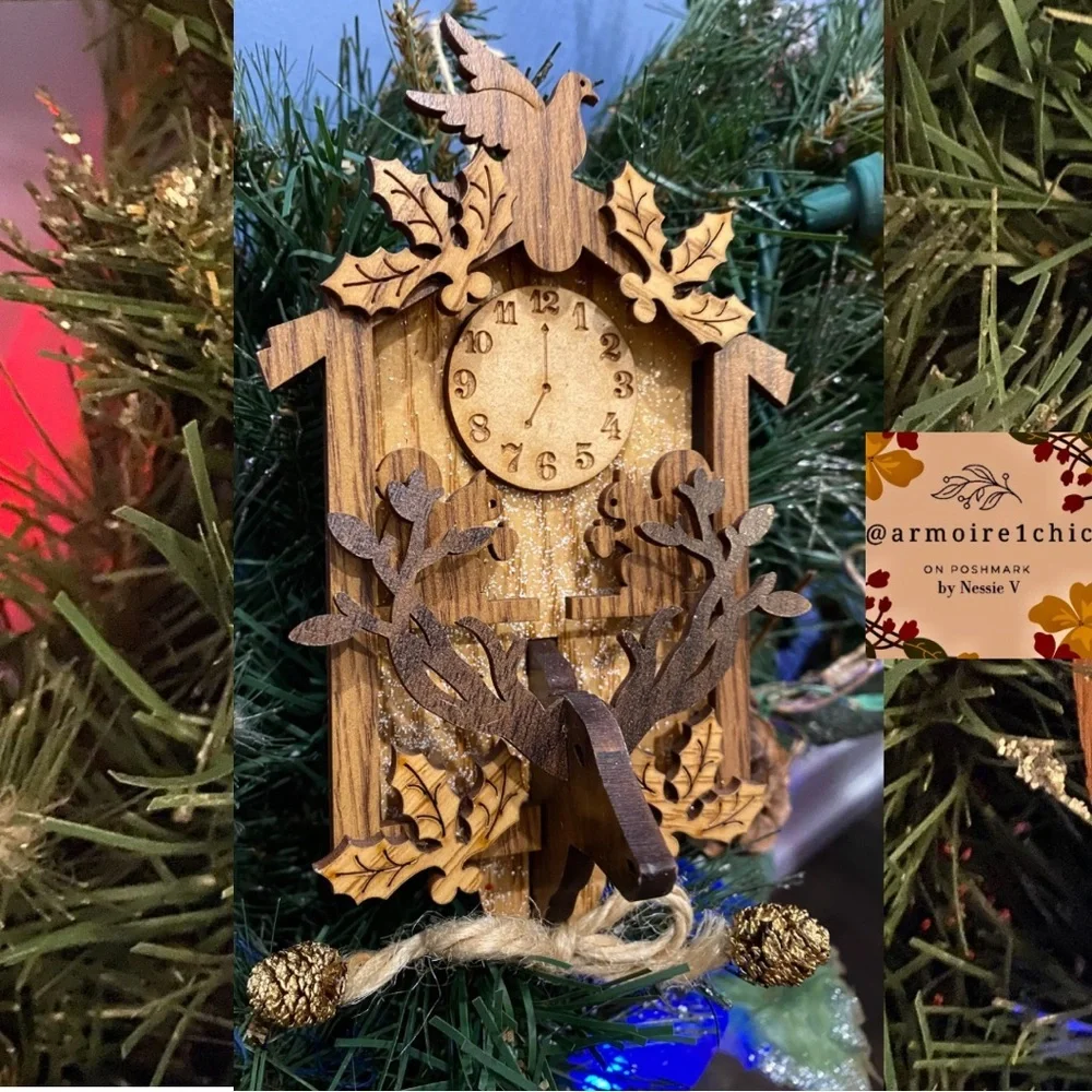 WOODEN CUCKOO CLOCK | Black Forest Germany Bavarian Christmas Ornament
